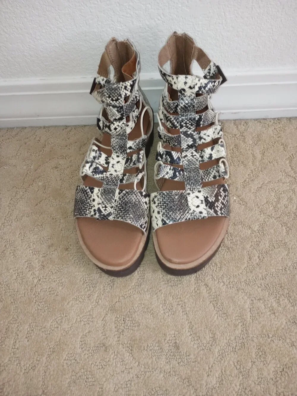 Free People Aubrey Wrap Gladiator Platform Animal Print Sandals
